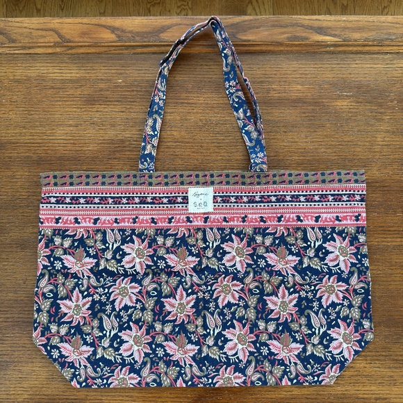 new Sézane x Sea New York cotton tote bag navy paisley floral limited edition - Picture 4 of 5